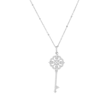 Key Pendant with Cubic Zirconia in Sterling Silver Key Pendant with Cubic Zirconia in Sterling Silver
