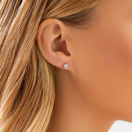 Stud Earrings With Aquamarine In 10kt White Gold Stud Earrings With Aquamarine In 10kt White Gold