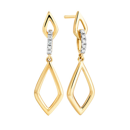 Drop Earrings in 0.10 Carat TW of Diamonds in 10kt Yellow Gold