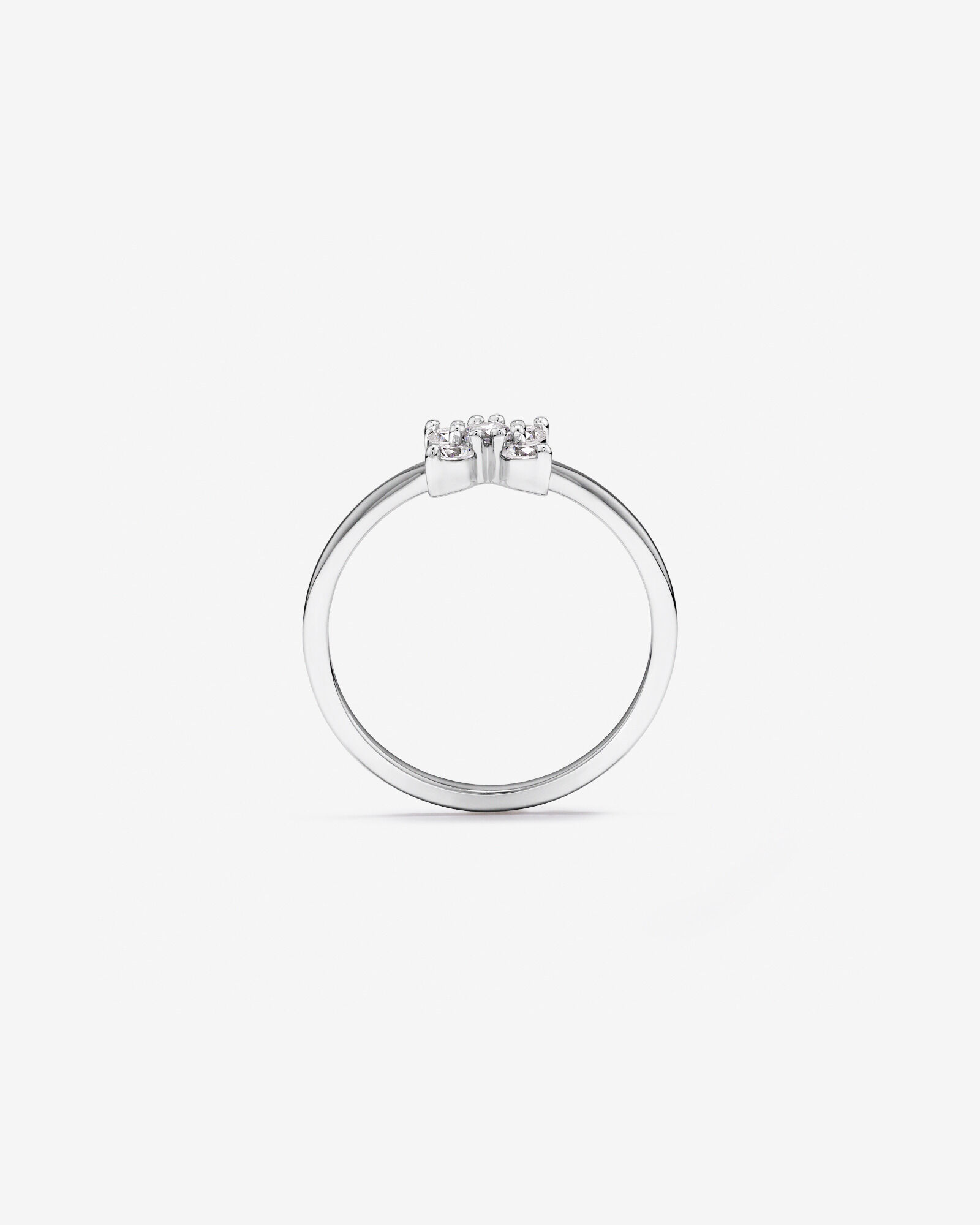 Cubic Zirconia Floral Ring Sterling Silver