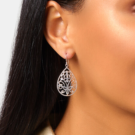 Filigree Teardrop Earrings In Sterling Silver Filigree Teardrop Earrings In Sterling Silver