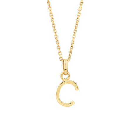 "C" Initial Pendant with Chain in 10kt Yellow Gold "C" Initial Pendant with Chain in 10kt Yellow Gold