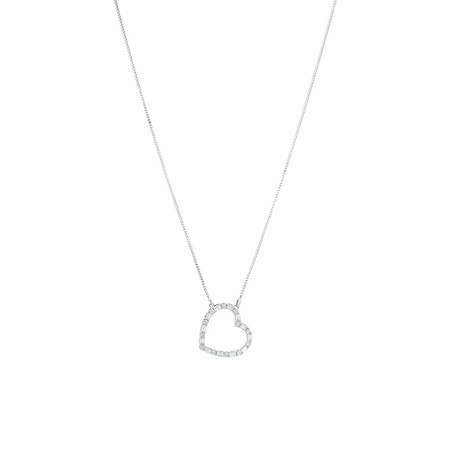 Heart Pendant with 0.16 Carat TW of Diamonds in 10kt White Gold Heart Pendant with 0.16 Carat TW of Diamonds in 10kt White Gold