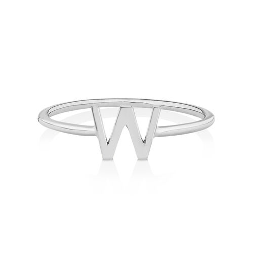 W Initial Ring in Sterling Silver