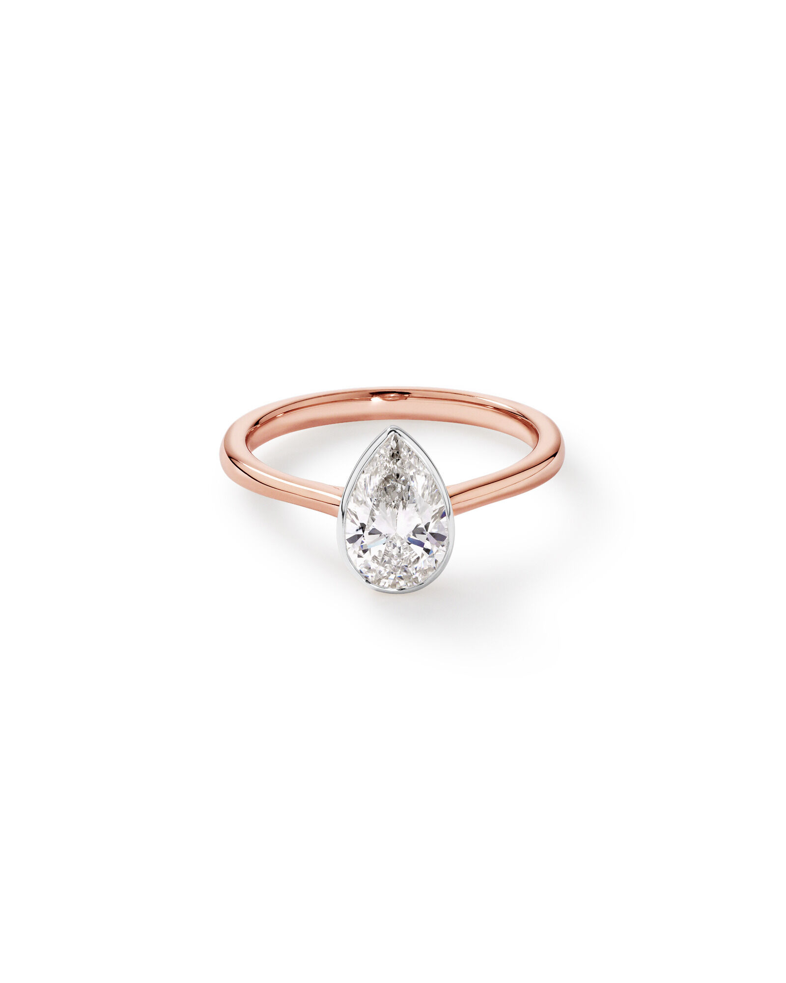 Bague de fiançailles TW TW de 1,25 carat en diamants solitaires de laboratoire en or rose et blanc 14 carats
