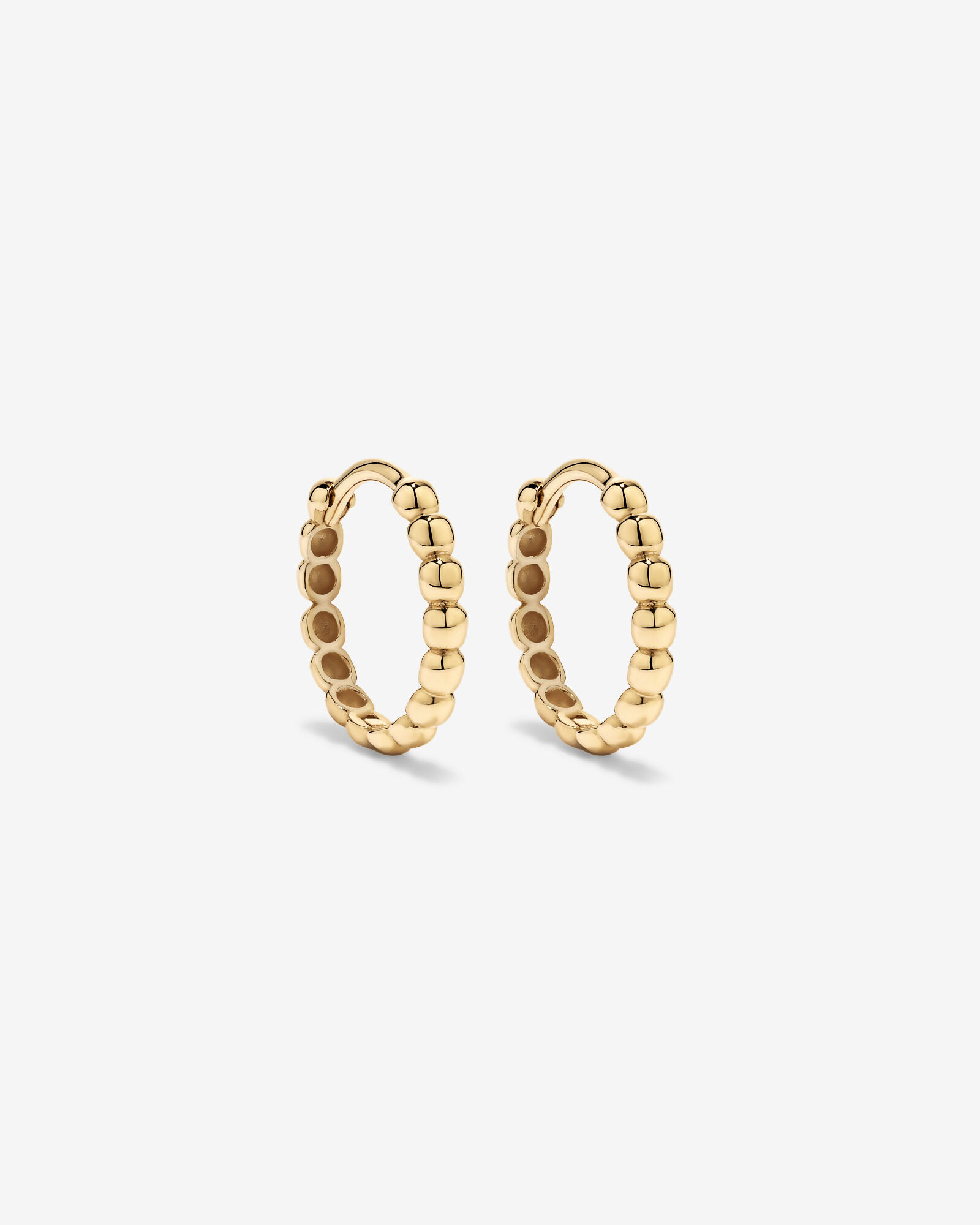 13.5mm Beaded Huggie Earrings in 10kt Yellow Gold