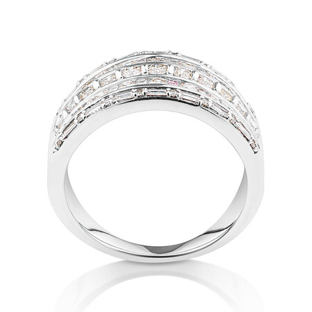 Multi Row Ring with 1 Carat TW of Diamonds in 10kt White Gold Multi Row Ring with 1 Carat TW of Diamonds in 10kt White Gold