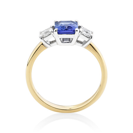Three Stone Ring with Tanzanite & 0.40 Carat TW of Diamonds in 10kt Yellow & White Gold Three Stone Ring with Tanzanite & 0.40 Carat TW of Diamonds in 10kt Yellow & White Gold