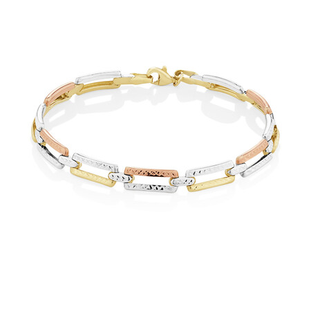19cm (7.5") 5mm-5.5mm Width Bracelet in 10kt Yellow, White & Rose Gold 19cm (7.5") 5mm-5.5mm Width Bracelet in 10kt Yellow, White & Rose Gold