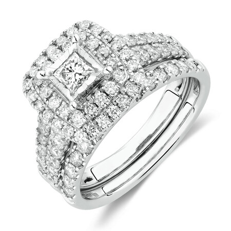 Bridal Set with 1 1/2 Carat TW of Diamonds in 14kt White Gold Bridal Set with 1 1/2 Carat TW of Diamonds in 14kt White Gold