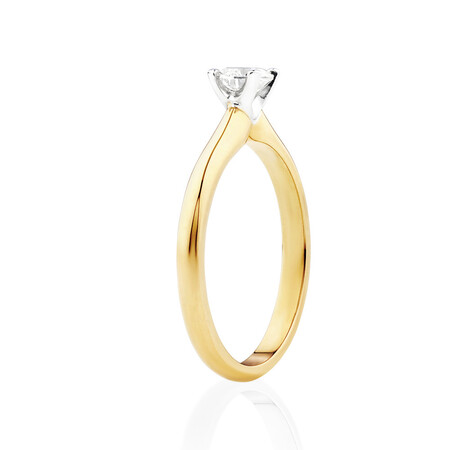 Certified Solitaire Engagement Ring with a 0.34 Carat TW Diamond in 14kt Yellow & White Gold Certified Solitaire Engagement Ring with a 0.34 Carat TW Diamond in 14kt Yellow & White Gold