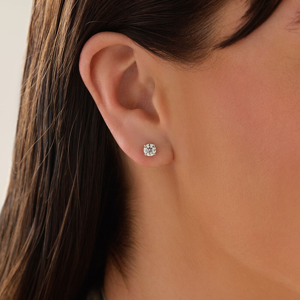 Certified Stud Earrings with 0.96 Carat TW of Diamonds in 14kt White Gold