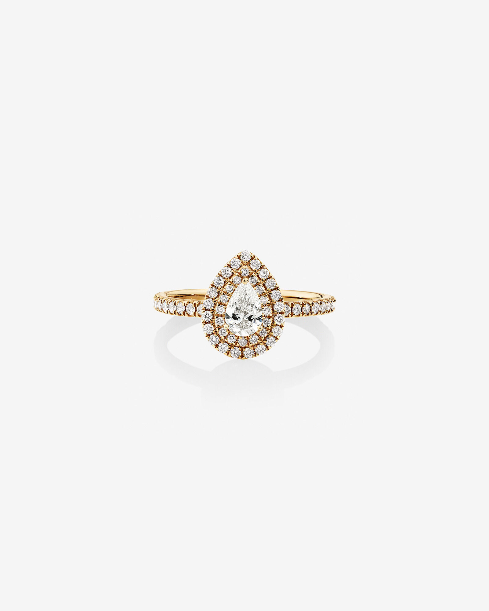 Bague à halo double en or jaune 18 K à diamants totalisant 0,71 ct