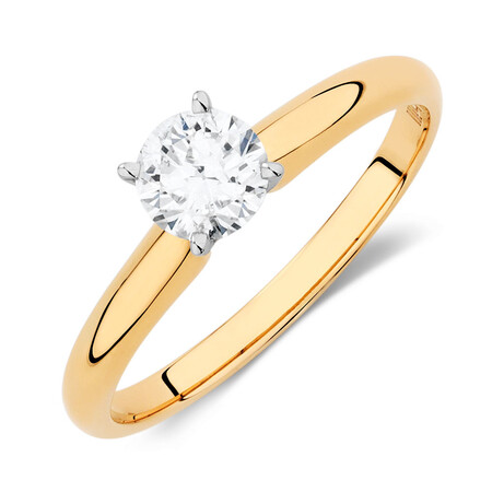 Solitaire Engagement Ring with 0.50 Carat TW Of Diamonds in 14kt Yellow & White Gold Solitaire Engagement Ring with 0.50 Carat TW Of Diamonds in 14kt Yellow & White Gold