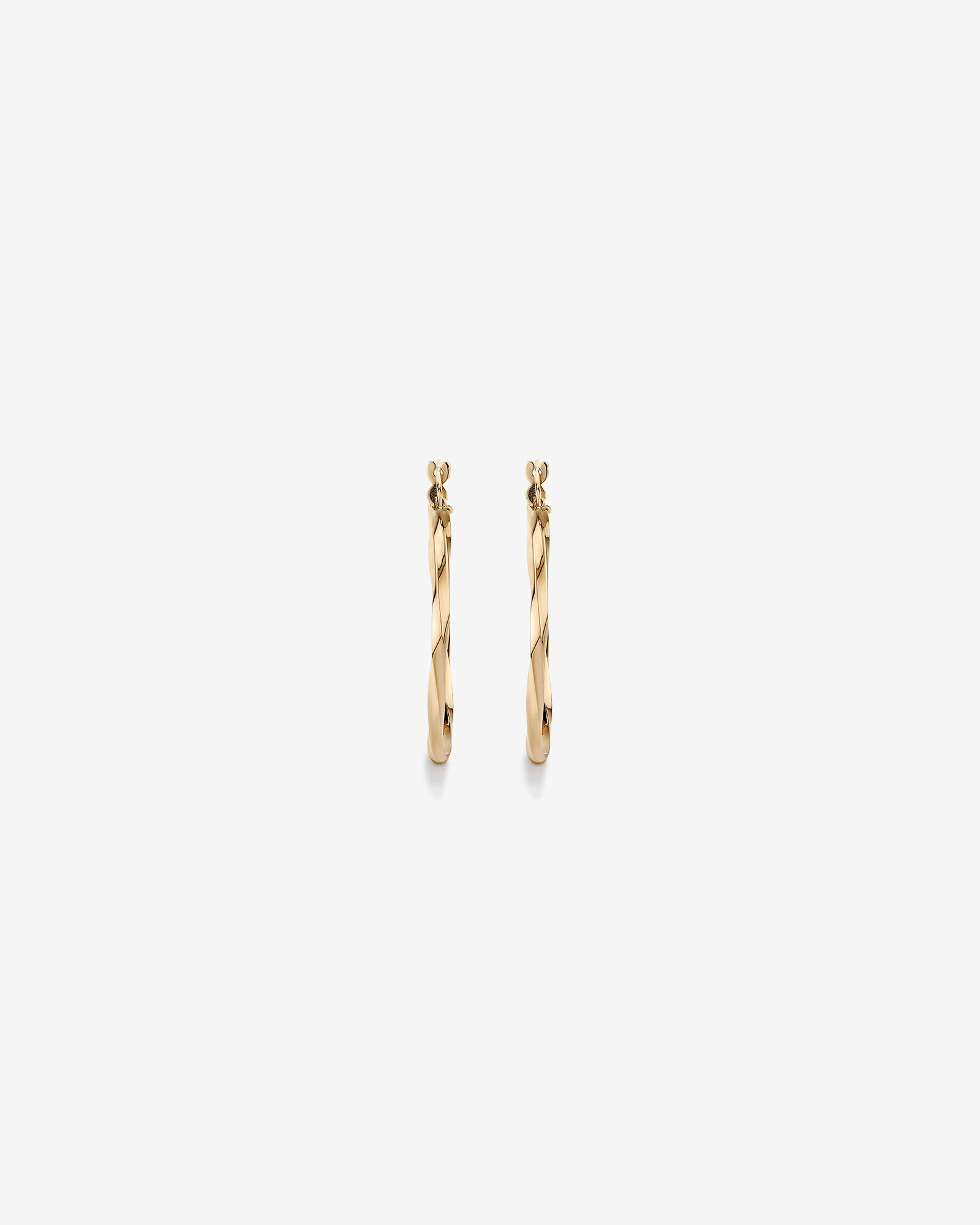 28mm Square Twist Hoop Earrings in 10kt Yellow Gold
