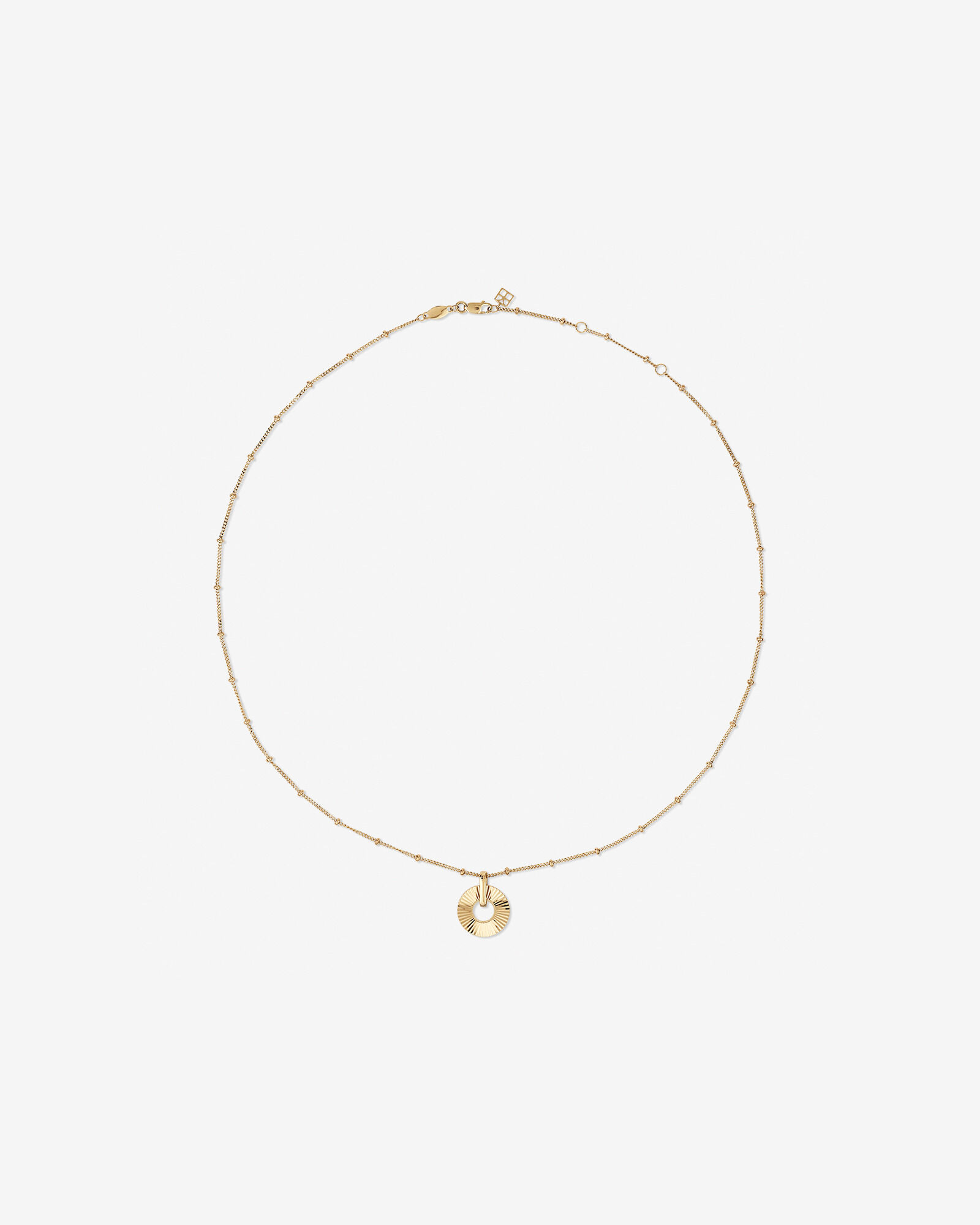 Sunray Open Circle Pendant Station Necklace in 10kt Yellow Gold
