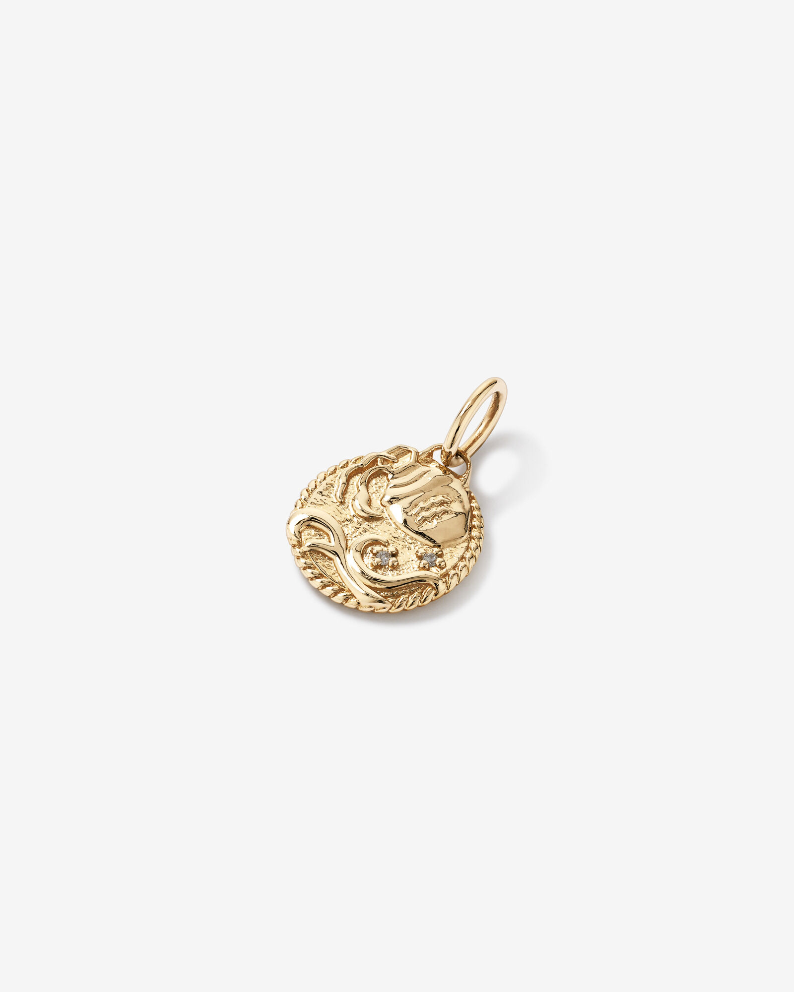 Diamond Accent Aquarius Zodiac Pendant in 10kt Yellow Gold