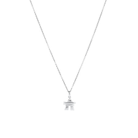 Inukshuk Pendant with Diamonds In Sterling Silver