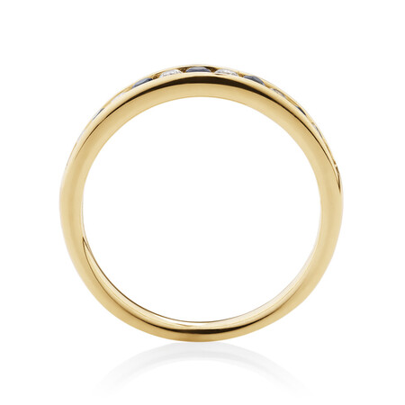 Ring with Natural Sapphire & 0.15 Carat TW of Diamonds in 10kt Yellow Gold Ring with Natural Sapphire & 0.15 Carat TW of Diamonds in 10kt Yellow Gold