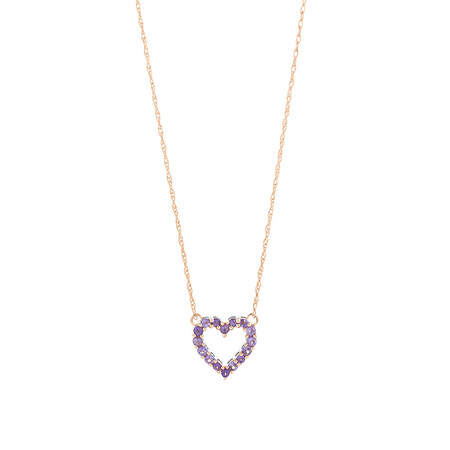 Heart Necklace with Amethyst in 10kt Rose Gold Heart Necklace with Amethyst in 10kt Rose Gold