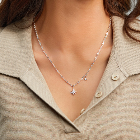 North Star Pendant with Cubic Zirconia in Sterling Silver North Star Pendant with Cubic Zirconia in Sterling Silver