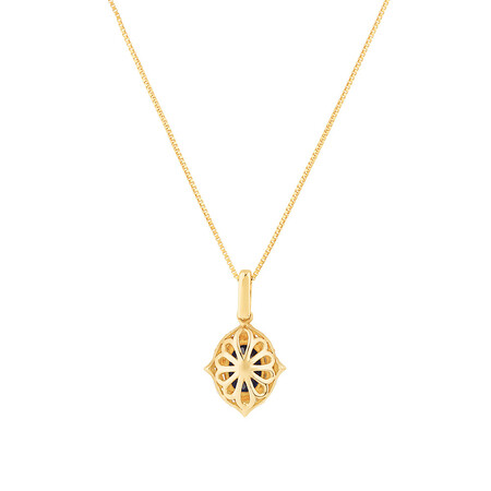 Pendant with Laboratory Created Sapphire & Natural Diamonds in 10kt Yellow Gold Pendant with Laboratory Created Sapphire & Natural Diamonds in 10kt Yellow Gold