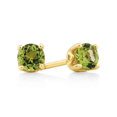4mm Stud Earrings with Peridot in 10kt Yellow Gold 4mm Stud Earrings with Peridot in 10kt Yellow Gold