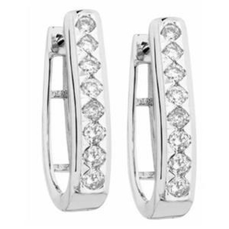 Huggie Earrings with 0.34 Carat TW of Diamonds in 10kt White Gold