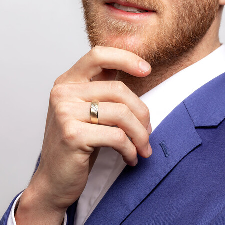 Men's Three Stone Ring with Diamonds in 10kt Yellow Gold Men's Three Stone Ring with Diamonds in 10kt Yellow Gold