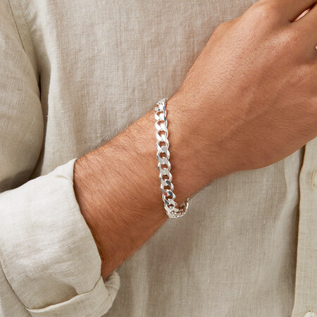 21cm (8.5") Men's Curb Bracelet in Sterling Silver 21cm (8.5") Men's Curb Bracelet in Sterling Silver