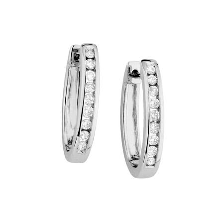 Hoop Earrings with 1/3 Carat TW of Diamonds in 10kt White Gold Hoop Earrings with 1/3 Carat TW of Diamonds in 10kt White Gold