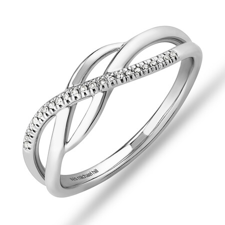Crossover Wrap Ring with Diamonds in Sterling Silver Crossover Wrap Ring with Diamonds in Sterling Silver