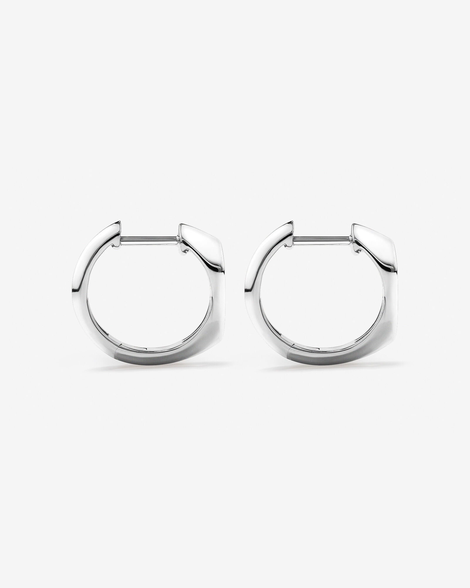 Diamond Star Accent Signet Huggie Hoop Earrings in Sterling Silver