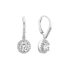 Halo Drop Earrings with Cubic Zirconia in Sterling Silver