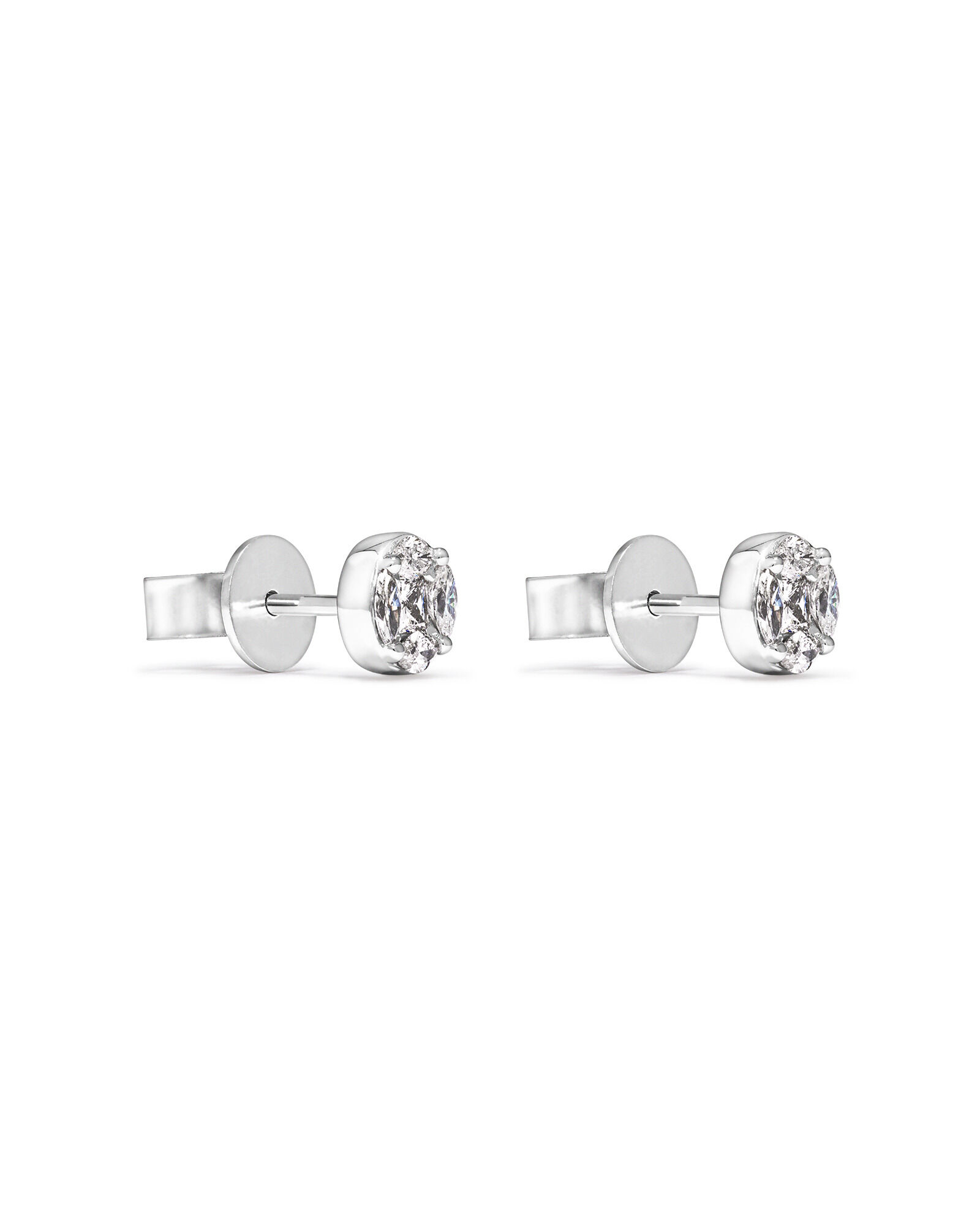 0.39 Carat TW Multistone Princess and Marquise Cut Diamond Stud Earrings in 10kt White Gold