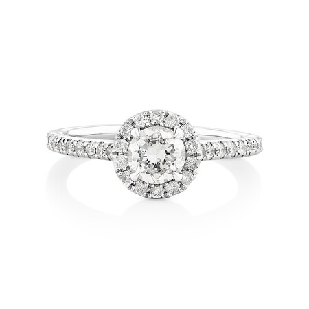 Engagement Ring with 0.92 Carat TW of Diamonds in 14kt White Gold Engagement Ring with 0.92 Carat TW of Diamonds in 14kt White Gold