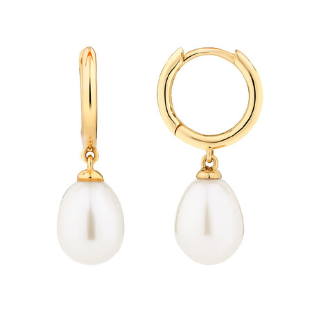 Hoop Earrings with Cultured Freshwater Pearls in 10kt Yellow Gold Hoop Earrings with Cultured Freshwater Pearls in 10kt Yellow Gold