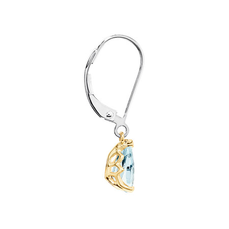 Drop Earrings with Aquamarine in 10kt Yellow Gold & Sterling Silver Drop Earrings with Aquamarine in 10kt Yellow Gold & Sterling Silver
