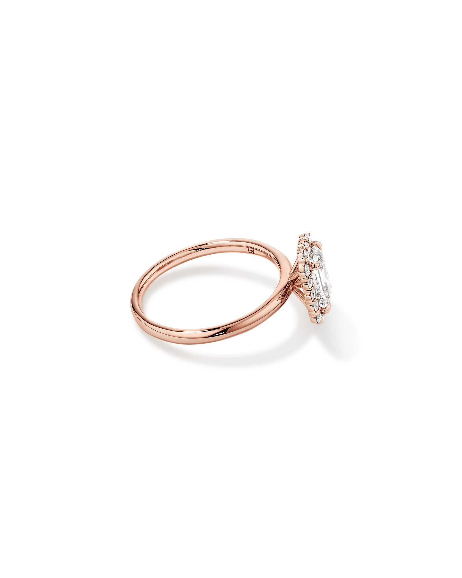 Carat TW Emerald Cut Laboratory-Grown Diamond Halo Engagement Ring in 14kt Rose Gold