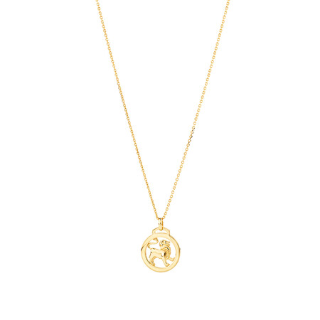 Leo Zodiac Pendant with Chain in 10kt Yellow Gold