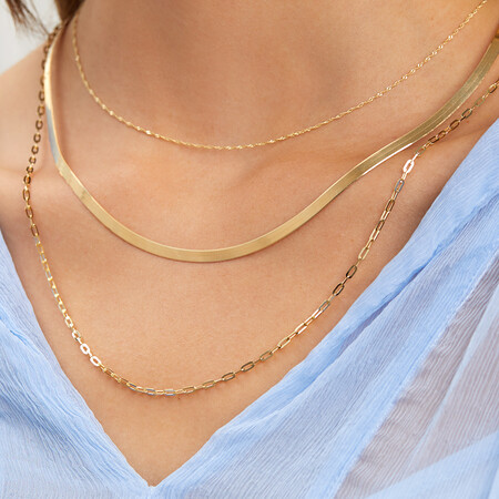 Adjustable 43-48cm (16-18") Herringbone Snake Chain In 10kt Yellow Gold Adjustable 43-48cm (16-18") Herringbone Snake Chain In 10kt Yellow Gold