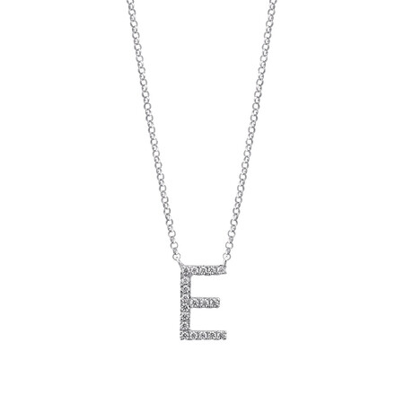 E' Initial necklace with 0.10 Carat TW of Diamonds in 10kt White Gold