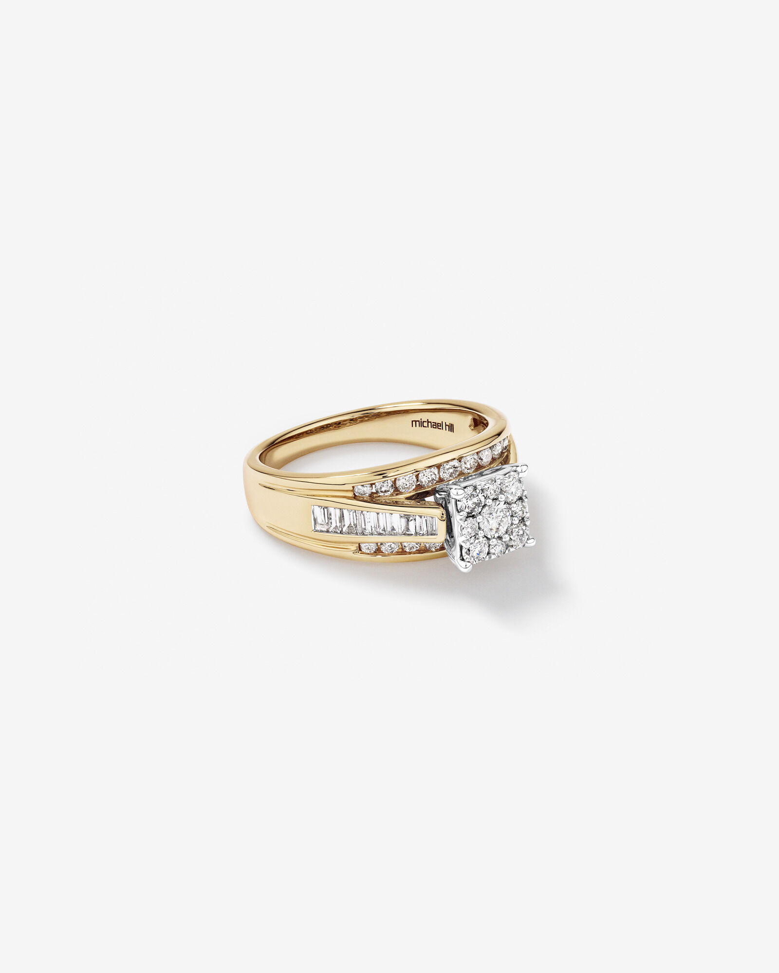 Engagement Ring with 1.00 Carat TW of Diamonds in 14kt White and Yellow Gold
