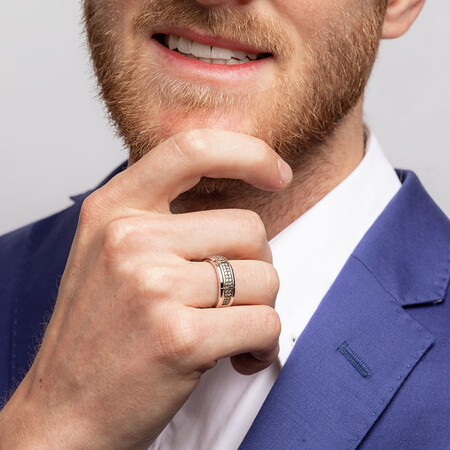 Men's Ring with 0.38 Carat TW of Brown Diamonds in 10kt White & Yellow Gold Men's Ring with 0.38 Carat TW of Brown Diamonds in 10kt White & Yellow Gold