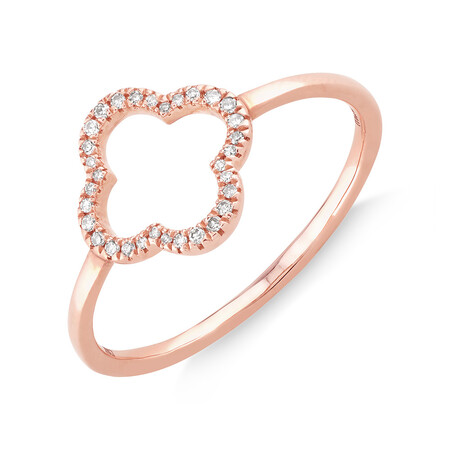 4 Leaf Clover Ring With Diamonds In 10kt Rose Gold