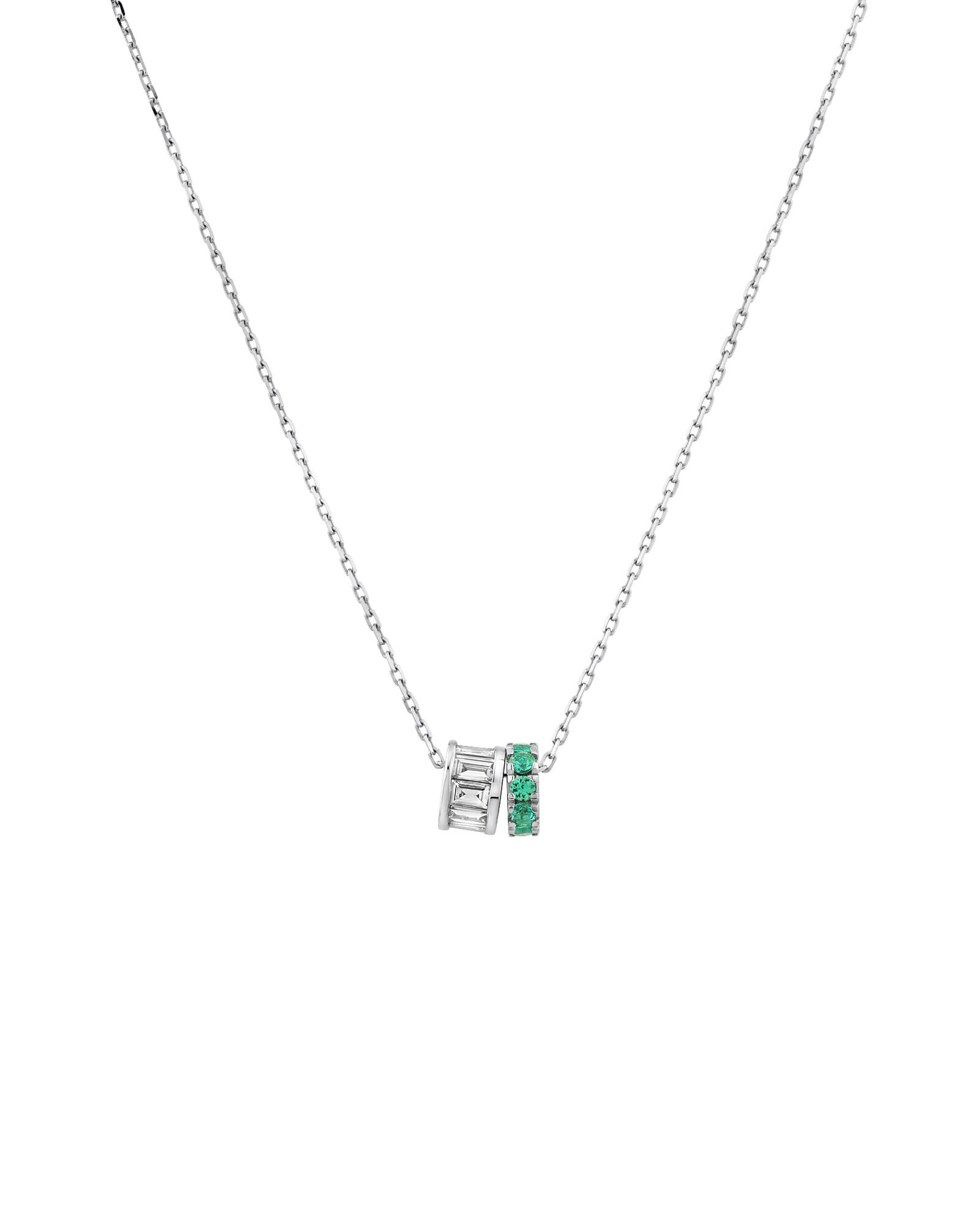 Emerald Diamond Rondell Pendant with 0.21 Carat TW in 10kt White Gold