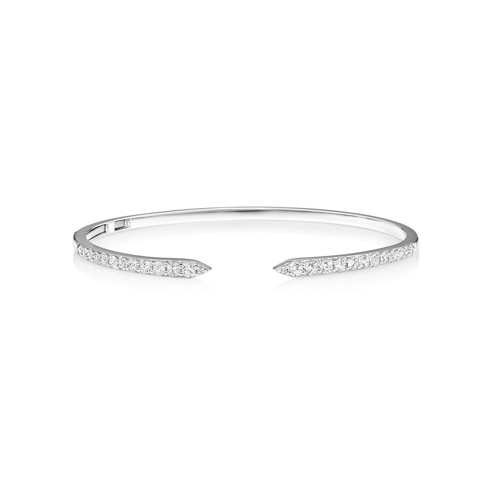 Deco Cuff Bangle with 1.62 Carat TW of Diamonds in 10kt White Gold