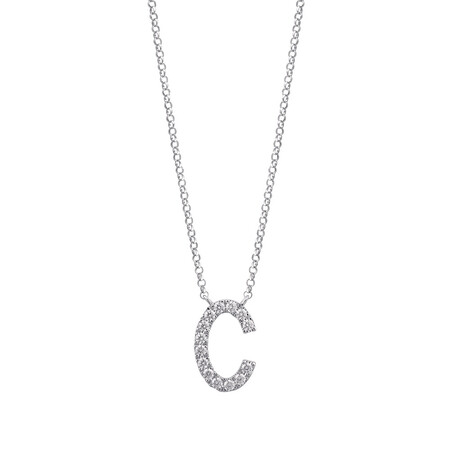 "C" Initial necklace with 0.10 Carat TW of Diamonds in 10kt White Gold