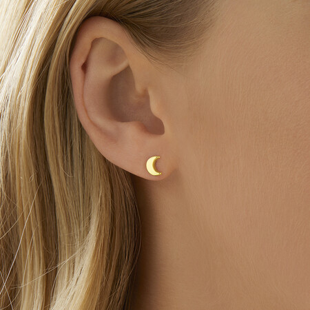Moon Stud Earrings in 10kt Yellow Gold Moon Stud Earrings in 10kt Yellow Gold