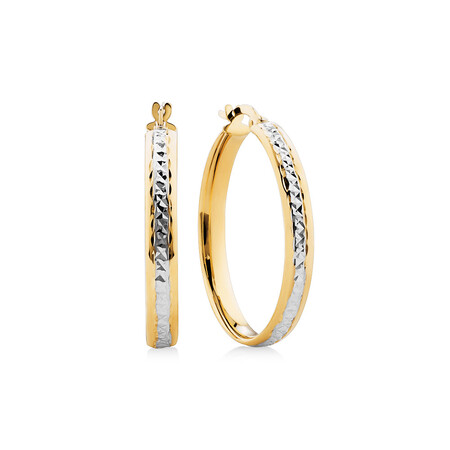Two Tone Hoop Earrings in 10kt Yellow Gold & White Gold Two Tone Hoop Earrings in 10kt Yellow Gold & White Gold